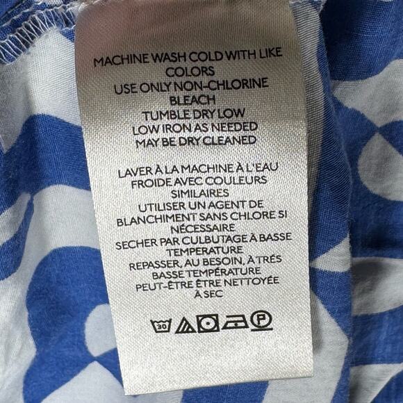 FREE PEOPLE Menorca Wide Leg Blue & White Geometric Print Crop Pants Size 12 - Picture 11 of 14